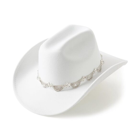 4245 Glitter Rhinestone White Cowgirl Hat Shiny Western Cowboy main image 4